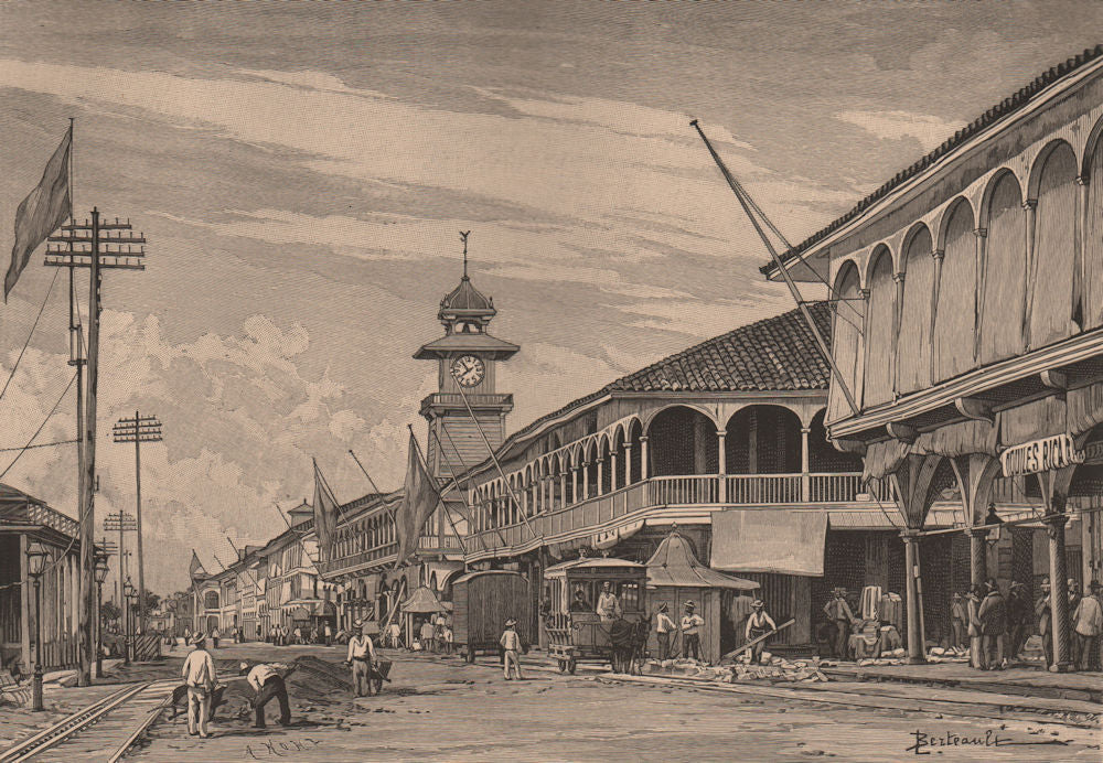 Guayaquil. Ecuador 1885 old antique vintage print picture